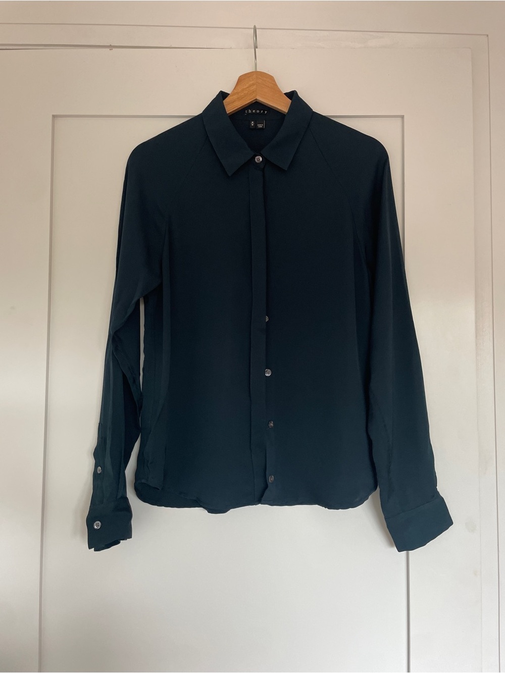 Theory Women's Dark Teal Button-Down Shirt
